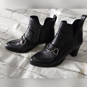 CASTA From Portugal SUVA BLACK LEATHER HEELED ANKLE BOOTS SZ 38